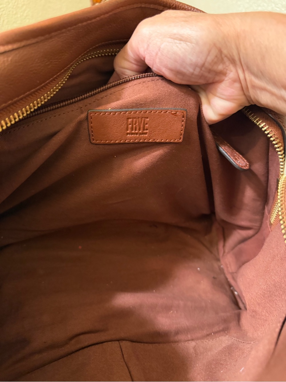 FRYE Brown Leather Satchel Handbag/ shoulder bag - Picture 2 of 7